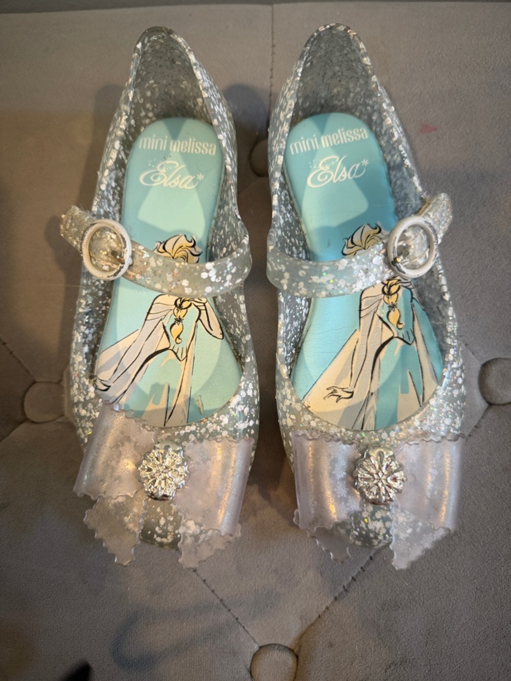 Mini Melissa Elsa Silver Glitter Mary Jane Jelly Shoes
